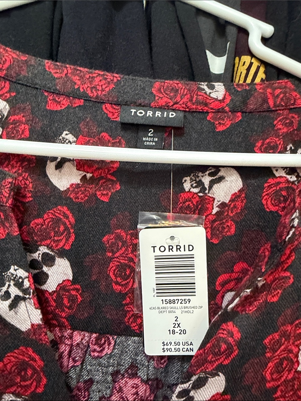 torrid Black Dress with Red Floral & White Skull Print - Picture 2 of 4